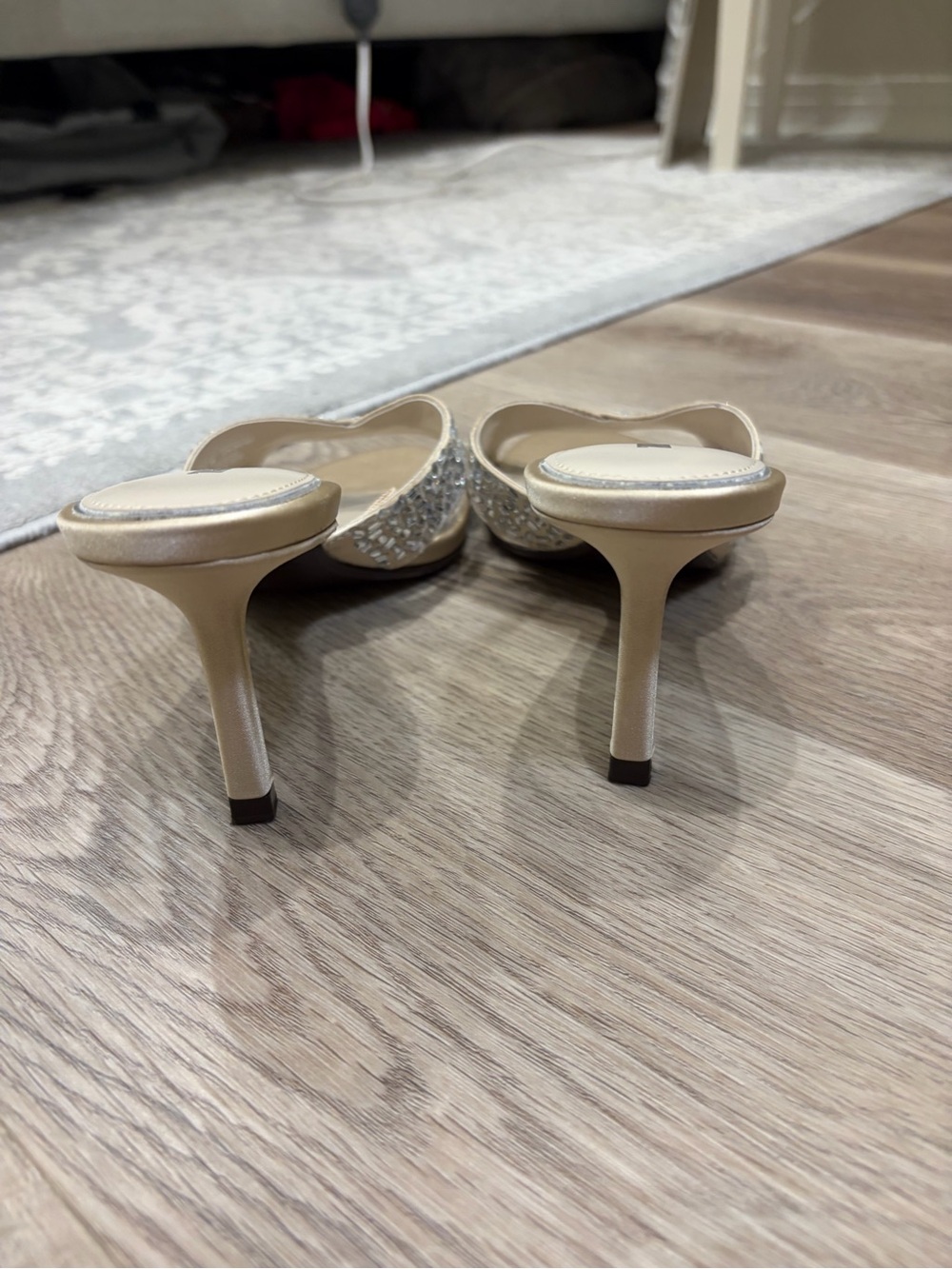 NWOT 🎉 Zara Cream Crystal-Embellished Strappy Heeled Mules. Size 38 - Picture 10 of 14